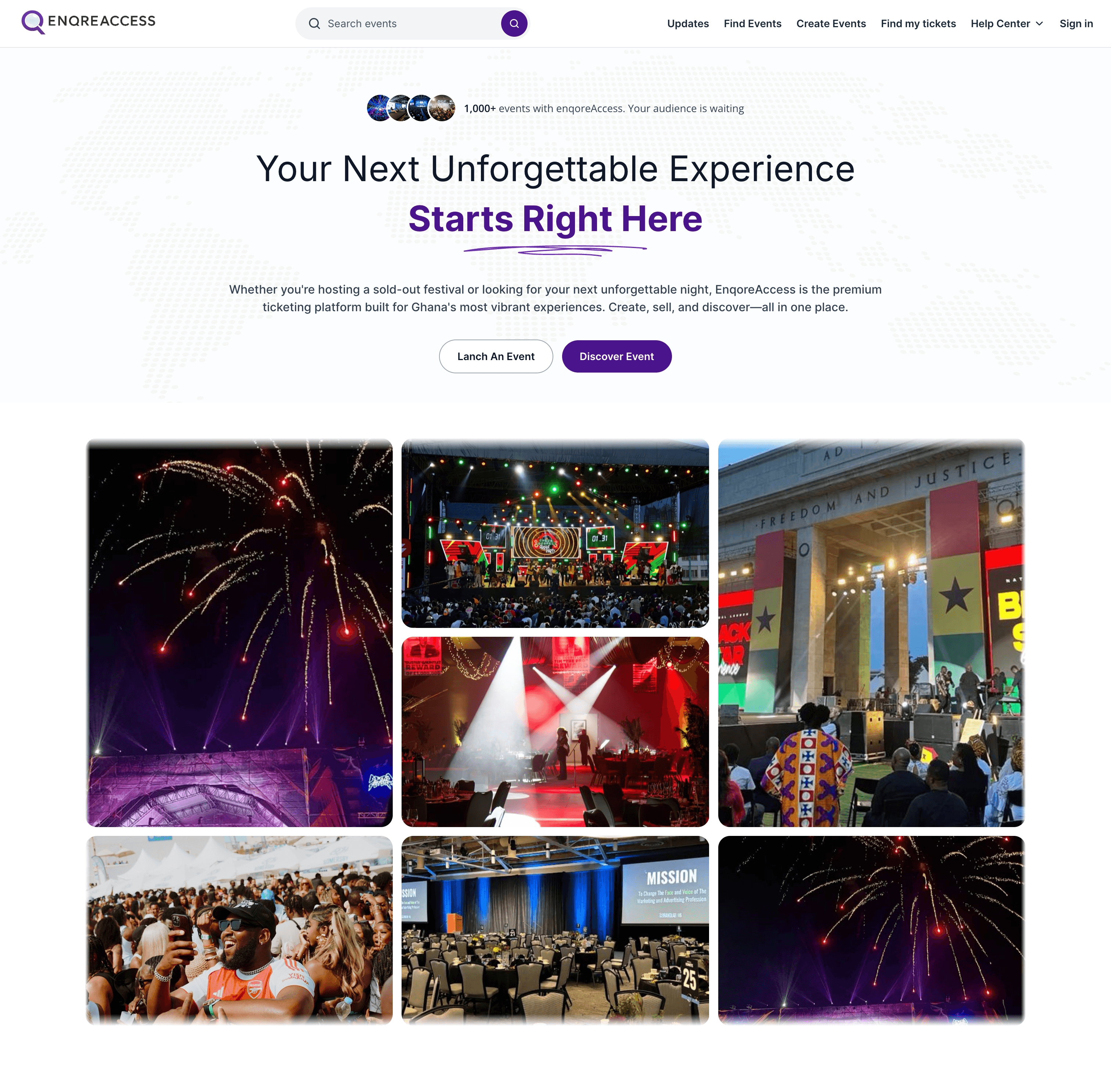 EnqoreAccess event listings and ticket discovery